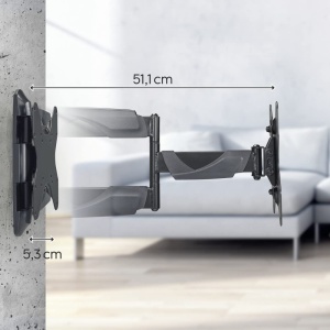 Suport de perete TV Hama, pliabil, extensibil (suport de perete TV 19-48 inch, VESA 75x75 pana la VESA 200x200, pana la 35 kg, 3 articulatii, cu dibluri Fischer si instructiuni de asamblare) negru - Img 5