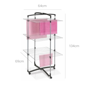 Suport de rufe Metaltex Faro plus, 3 etaje, 28 m lungime, argintiunegru - Img 4