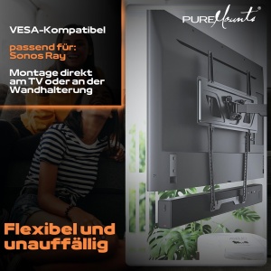 Suport difuzor PureMounts pentru Sonos Ray, negru, montare usoara, stabilitate ridicata - Img 3