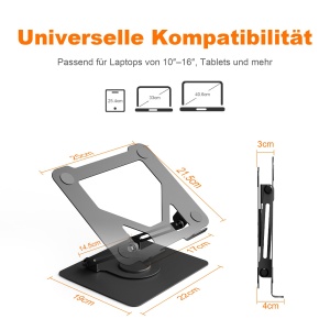 Suport Laptop GRIFEMA GB1050, Ajustabil, Faltabil, Negru - Img 2