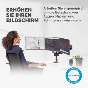 Suport monitor pentru 3 monitoare Fellowes Platinum, ajustabil, negru - Img 3