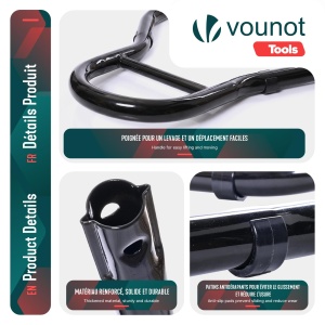 Suport motocicleta VOUNOT cu roti, capacitate 390 kg, ajustabil, negru - Img 6