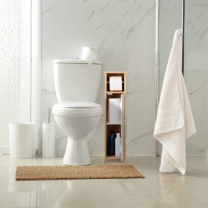 Suport pentru hartie igienica Relaxdays, MDF si Bambus, 71x18x20 cm, albmaro - Img 5