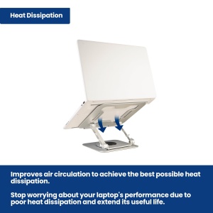 Suport pentru laptop Ewent cu baza rotativa din aliaj de aluminiu 360, suport ergonomic reglabil pe inaltime, ventilat, reglabil, suport pliabil pentru laptop, pentru laptop de 10-17,3" - Img 6