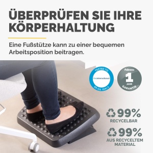Suport pentru picioare Fellowes Standard, reglabil pe 2 inaltimi, cu platforma liber mobila, fabricat din plastic reciclat, perfect pentru birou si birou de acasa, culoare: negru - Img 3