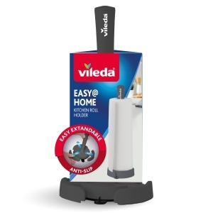 Suport pentru role de bucatarie Vileda, cu stopper, negru, extensibil pentru role XXL