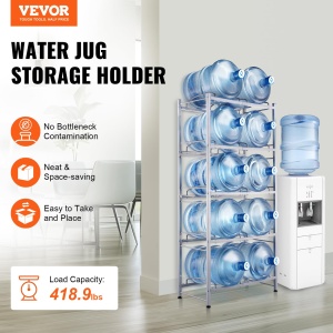Suport pentru Sticle de Apa VEVOR, 10 Flacoane, Gri Metalic, 5 Etaje - Img 2