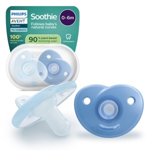 Suport pentru suzeta Philips Avent Soothie, 0-6 luni, silicon, albastru, 2 buc.
