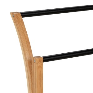 Suport prosoape Relaxdays, Bambus, 3 bare, 82 x 42 x 24 cm, NaturalNegru - Img 6
