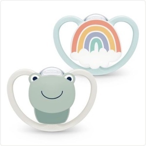 Suport suzeta NUK Space 0-6 luni Silikon BPA-free, 2 bucati