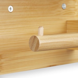 Suport toaleta cu raft pentru telefon si servetele umede, Bambus, 12x16x10.3 cm - Img 5