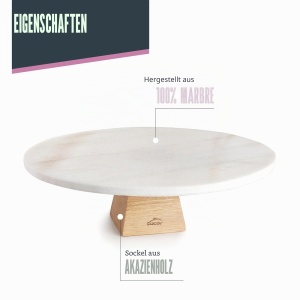 Suport tort Lacor 63593 din marmura si lemn de acacia, 30 cm, design elegant - Img 3