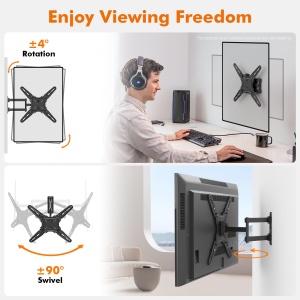 Suport TV GRIFEMA Suport de perete pivotant, rabatabil pentru televizoare plate si curbate de 26-65 inch, suport TV universal si extensibil de pana la 35 kg, max. VESA 400x400mm, GB1010 - Img 2