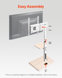 Suport TV mobil VEVOR PCT01-2 pentru televizoare de 32-70 inch, 40 kg, inaltime ajustabila - Img 6