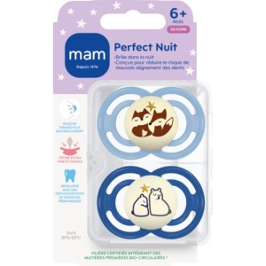 Suzeta bebelusi MAM Perfect Night 6 luni, silicon ultra-moale, fosforescenta, set 2 bucati