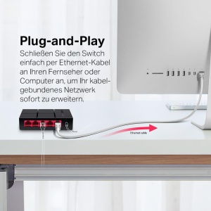 Switch de retea Mercusys MS105G, 5 porturi Gigabit, Plug and Play, compact - Img 5
