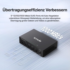 Switch Gestionat Tenda TEG205E 5 Porturi Gigabit Negru - Img 3