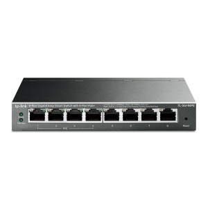 Switch gestionat TP-Link TL-SG108PE, 8 porturi Gigabit, 4 porturi PoE, 64W, negru