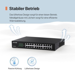 Switch Gigabit Tenda TEG1024D, 24 Porturi, Plug-and-Play, Design Fara Ventilator - Img 5