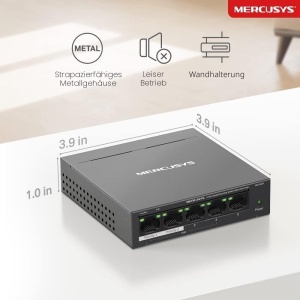 Switch PoE Gigabit Mercusys MS105GP, 5-Porturi, 65W, Plug-and-Play - Img 5