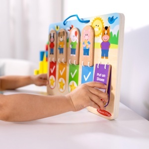Tabla rutinei zilnice pentru copii Melissa Doug, din lemn, cu 10 activitati, 3-6 ani - Img 5