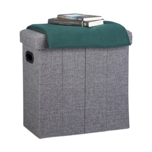 Taburet pliabil Relaxdays cu spatiu de depozitare, 49,5 x 46 x 25,5 cm, gri