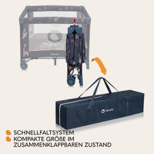 Tarc de joaca LIONELO BONNIE pana la 15 kg, de la nastere pana la 36 luni, Acces lateral cu fermoar, Parti laterale din plasa, Pliere rapida, Roti franate, Geanta de transport - Img 6