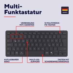 Tastatura Bluetooth Trust Vira, Neagra, Compacta, QWERTZ - Img 2