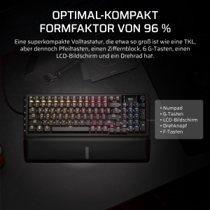 Tastatura mecanica Corsair Vanguard PRO 96, neagra, cu 8.000 Hz, LCD - Img 5