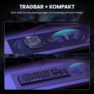 Tastatura mecanica de gaming RGB cu o singura mana Hiwings, comutator albastru, mini tastatura portabila pentru jocuri cu suport pentru incheietura mainii, iluminare curcubeu RGB, 38 de taste, negru - Img 4