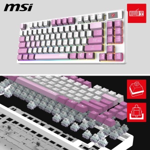 Tastatura mecanica MSI Forge GK600 TKL W Violet FR, switch-uri liniare, RGB, Bluetooth - Img 2