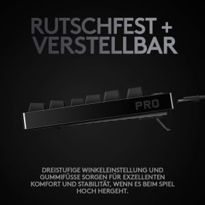 Tastatura mecanica pentru jocuri Logitech G PRO - Design portabil Tenkeyless, cablu micro USB detasabil, comutatoare GX Blue Clicky, taste iluminate din spate LIGHTSYNC RGB, QWERTZ GERMANA, PC, Mac - negru - Img 7