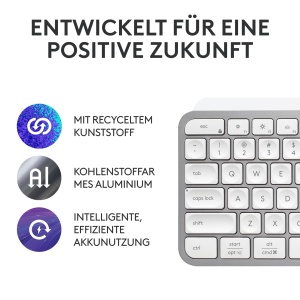 Tastatura wireless Logitech MX Keys S, Pale Grey, iluminata, multi-dispozitiv - Img 5