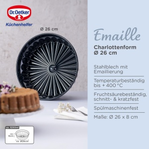 Tava de copt Dr. Oetker Charlottenform, 28 cm, emaille premium, ozean albastru - Img 3