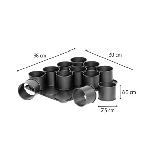 Tava de copt mini tarta Zenker 12 bucati O 8,5 cm SPECIAL CREATIVE, tava de copt cupcake cu acoperire antiaderenta, tava de cuptor pentru prajituri rotunde mici (culoare: negru), cantitate: 1 bucata - Img 3