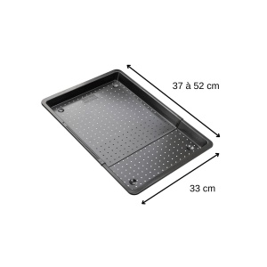 Tava de copt perforata metalica Zenker - extensibila pentru baghete, prajituri si pizza perfecte, 52-37x33 cm, tava extensibila, perforata - Img 3