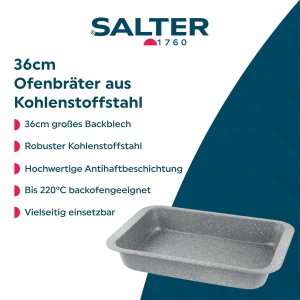Tava de copt Salter 36cm din otel carbon, antiaderenta, rezistenta la 220C - Img 2