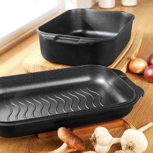 Tava de cuptor Tescoma GrandCHEF 40x26 cm, PFOA si PFAS-free, cu capac - Img 5
