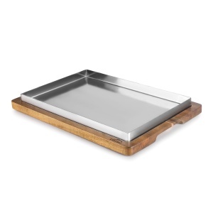 Tava din otel inoxidabil Lacor 60831, 26 x 18 cm, cu baza din lemn de acacia - Img 1