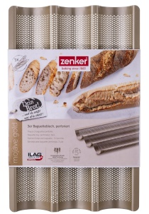 Tava pentru Baguette Zenker 3er, Antiaderenta, Hitzebestabila pana la 230C, Aurie - Img 3