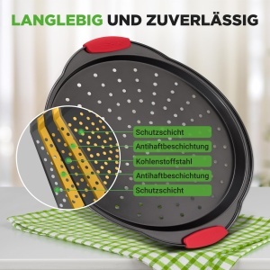 Tava pentru pizza NutriChef Pizzablech, 32cm, antiaderenta, neagra - Img 8