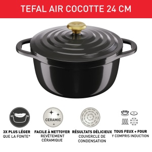 Tefal Air E2554604 Oala din aluminiu turnat 24 cm antiaderenta cu capac gri - Img 7