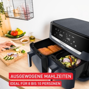Tefal Dual Easy Fry XXL Friteuza cu aer cald cu camera dubla, capacitate 11 litri, sertar de 6,5 L si sertar de 4,5 L, fara grasime suplimentara, 7 programe, poate fi folosit in masina de spalat vase, gri, EY942BE0 - Img 7