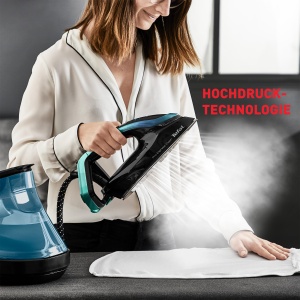 Tefal GV9822. Generator de abur DT2024 Pro Express Vision + perie cu abur Pure Pop gratuita | Viziune inteligenta cu LED-uri | 0-180 g/min cantitate abur | 750 g/min explozie de abur | colector de var detasabil | Negru/Albastru - Img 4