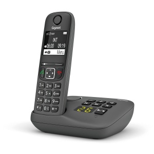 Telefon fix fara fir Gigaset A695A cu anunturi vocale, display mare, culoare gri