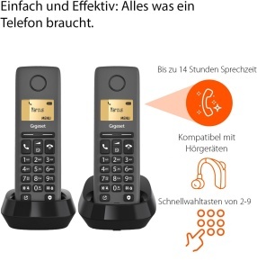 Telefon fix Gigaset Pure 120 Duo - 2 aparate, antracit, cu afisaj iluminat - Img 4