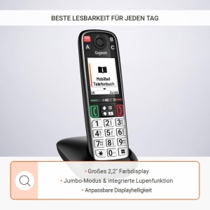 Telefon pentru seniori Gigaset Easy 520, negru, cu SOS si display 2.2 - Img 2