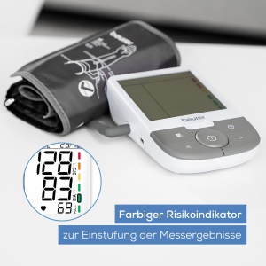 Tensiometru Beurer BM 53, fabricat in Europa, validat clinic, detectarea fibrilatiei atriale (AFib) pentru prevenirea accidentului vascular cerebral, cu indicator de risc, pentru circumferinta bratului de 22-42 cm, afisaj XL - Img 4