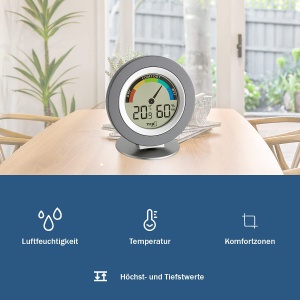 Termohigrometru digital TFA Dostmann Cosy 30501910 confort ambiental gri - Img 2