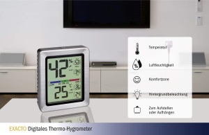 Termohigrometru digital TFA Dostmann EXACTO 30.5047.54, cu senzor de precizie, pentru monitorizarea umiditatii si temperaturii - Img 3